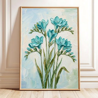 Modern Impasto Freesia Canvas Art Ready to Hang Poster