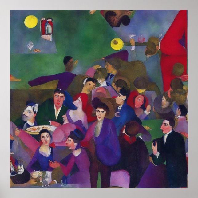 Modern Impressionist A Crowded Bar Poster (Front)