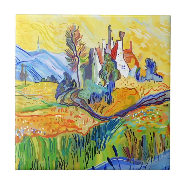 Modern Impressionist Art Summer Provence Scenery  Tile (Front)