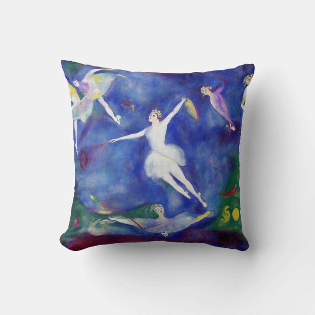 Modern Impressionist Ballerinas in the Sky Throw Pillow (Front)
