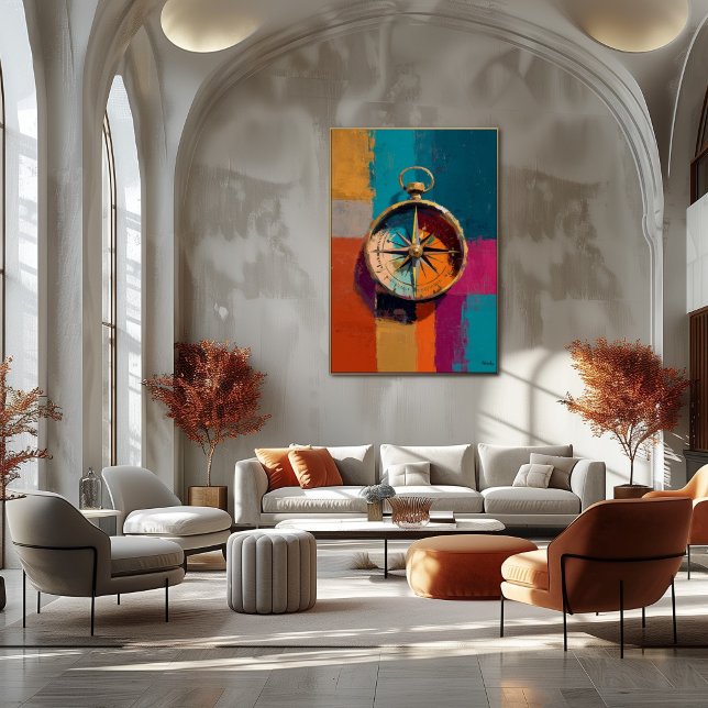 Modern Impressionist Compass Painting Direction Poster (Creator Uploaded)