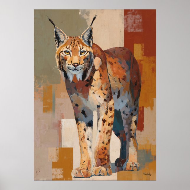 Modern Impressionist Lynx Painting Elegant Poster (Front)