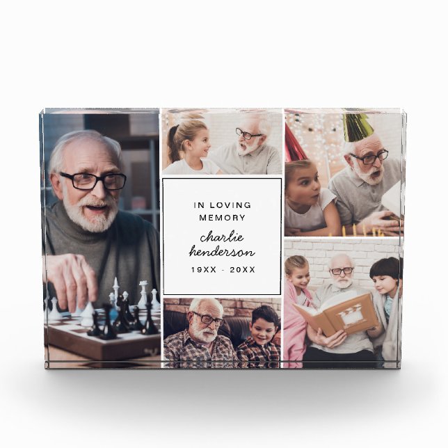 Modern In Loving Memory 5-Photo Memorial Keepsake Photo Block (Front)