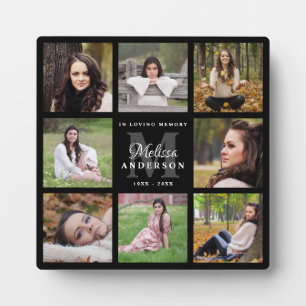 Modern In Loving Memory 8 Photo Collage Memorial Plaque