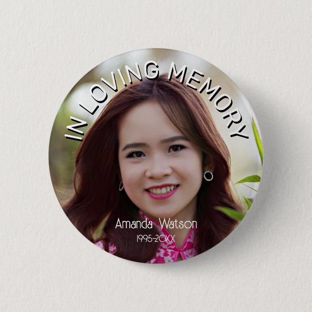 Modern In loving memory Memorial Tribute 2 Inch Round Button (Front)