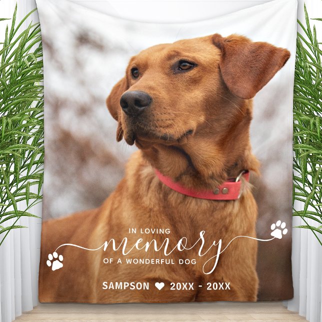 Modern In Loving Memory Personalized Pet Memorial Fleece Blanket (Creator Uploaded)