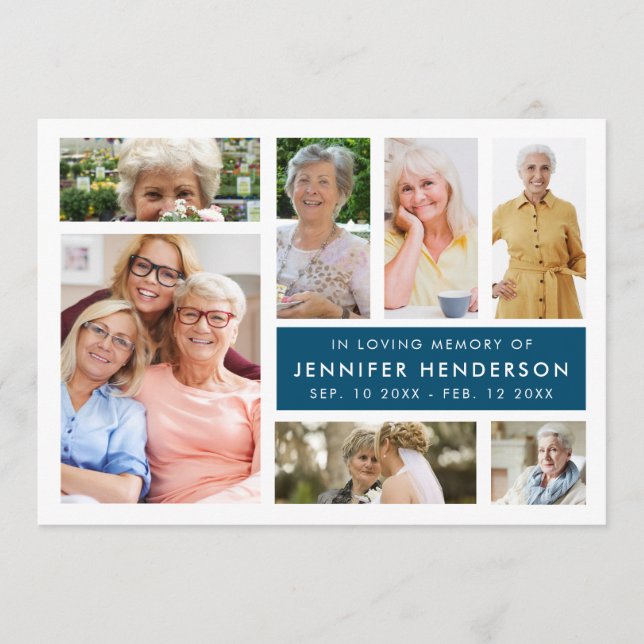 Modern In Loving Memory Photo Collage Funeral Program (Front)