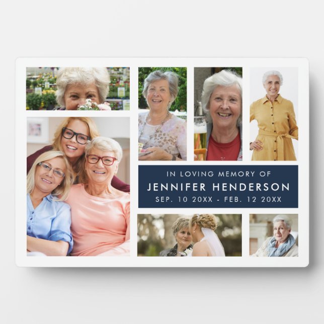 Modern In Loving Memory Photo Collage Plaque (Front)