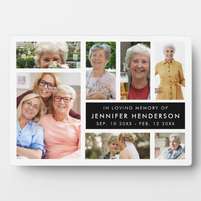 Modern In Loving Memory Photo Collage Plaque (Front)
