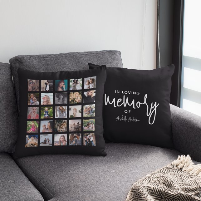 Modern In Loving Memory Photo Collage Throw Pillow (Creator Uploaded)