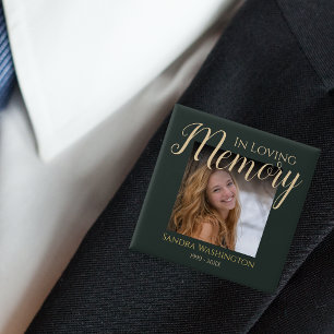 Modern In Loving Memory   Photo Memorial 2 Inch Square Button