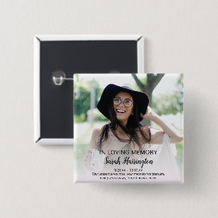 Modern In Loving Memory   Photo Memorial 2 Inch Square Button