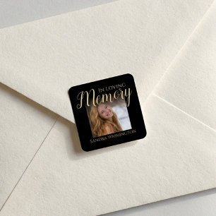 Modern In Loving Memory   Photo Memorial Button Square Sticker