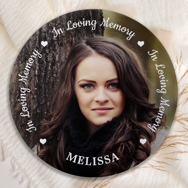 Modern In Loving Memory Photo Memorial Funeral  3 Inch Round Button (Creator Uploaded)