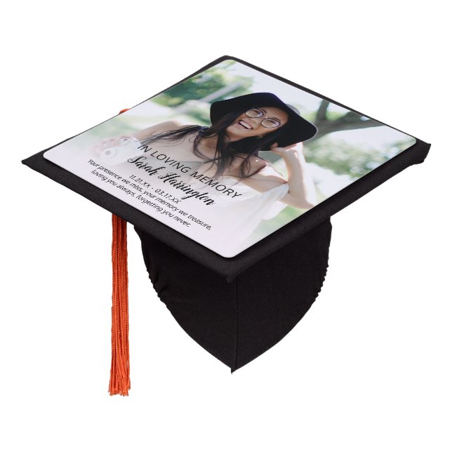 Modern In Loving Memory | Photo Memorial Graduation Cap Topper (Angled)