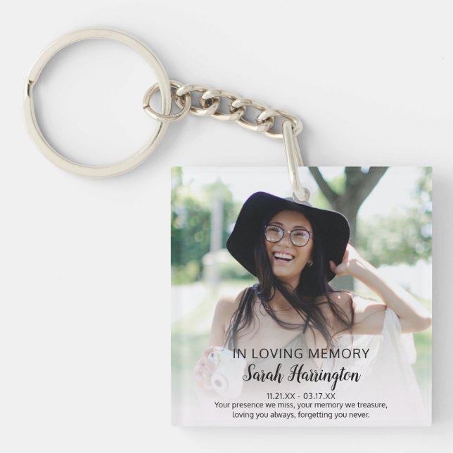 Modern In Loving Memory | Photo Memorial Keychain (Front)