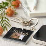 Modern In Loving Memory | Photo Memorial Keychain<br><div class="desc">Funeral 'In loving memory' memorial keychains will make the perfect tribute to your love one and gift for friends and family. Featuring the saying 'in loving memory' a photo, their name, and birth/death dates, over a black background. Font styles, size and colour can be changed by clicking on the customize...</div>