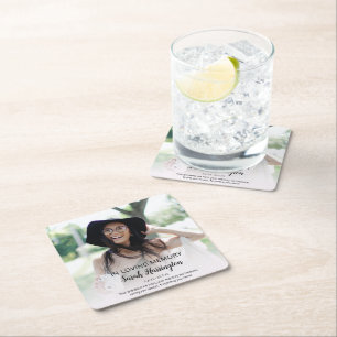 Modern In Loving Memory   Photo Memorial Square Paper Coaster