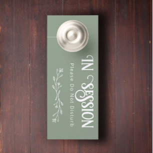 Modern In session Personalized Text Wedding Leaf Door Hanger
