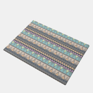 Modern Indian Geometric Triangles and Stripes Doormat
