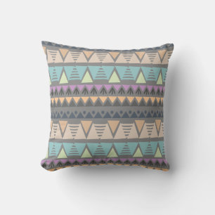Modern Indian Geometric Triangles and Stripes Throw Pillow