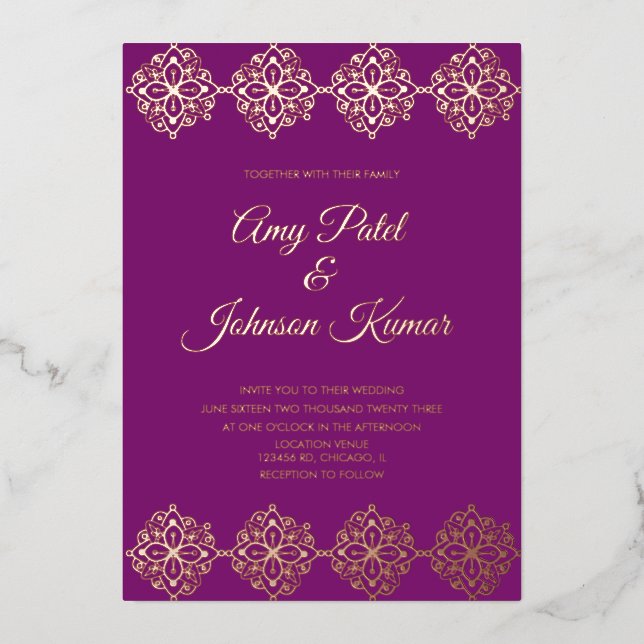 Modern Indian Mandala Border Wedding Pressed (Front)