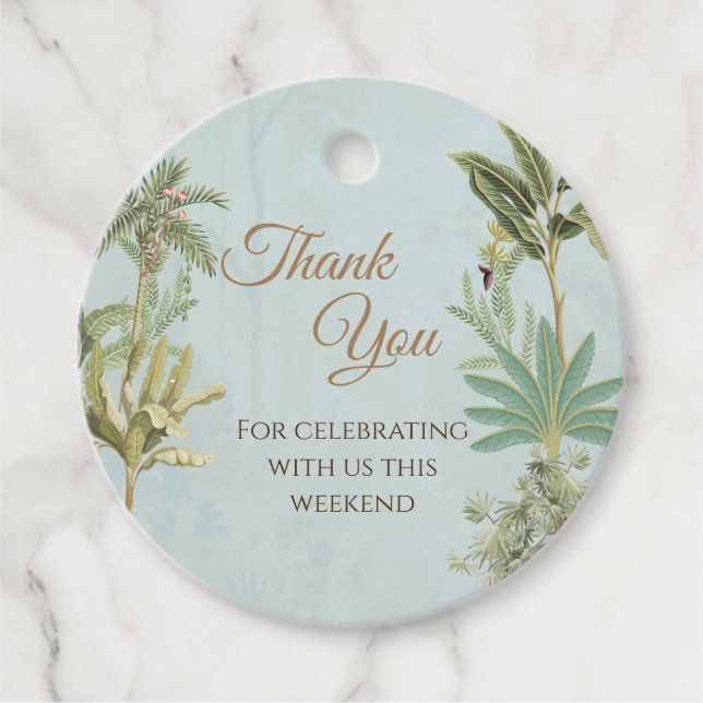 Modern Indian Pichwai Wedding thank you tag (Front)