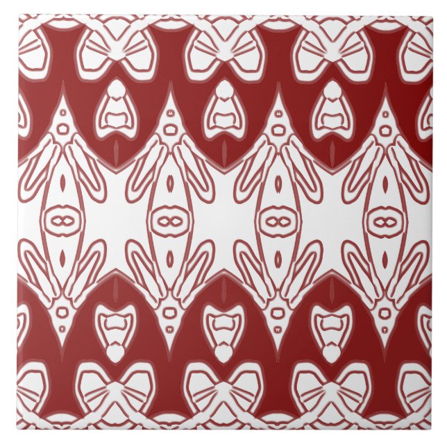 Modern Indian traditional white & red classic   Tile (Front)