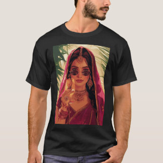 Modern Indian Woman Drinking Art friend T-Shirt