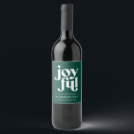 Modern indie Christmas typography green and white Wine Label<br><div class="desc">Modern minimal indie Christmas typography green and white design. Colours came be changed. Part of a graphic typography holiday collection.</div>