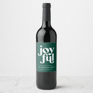 Modern indie Christmas typography green and white Wine Label