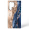 Modern Indigo Blue Agate & Rose Gold Confetti Leaf