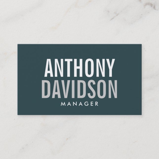 Modern Indigo Colour Huge Bold Text Business Card (Front)