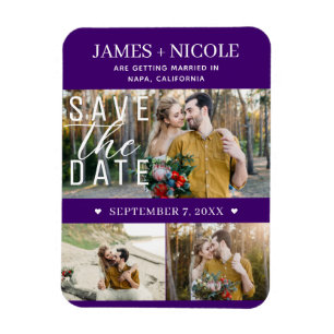 Modern Indigo Save the Date Wedding 3 Photos Magnet