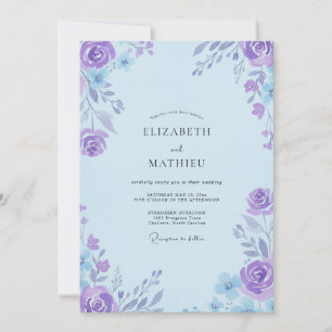 Modern Indigo Violet Painted Wedding Invitation