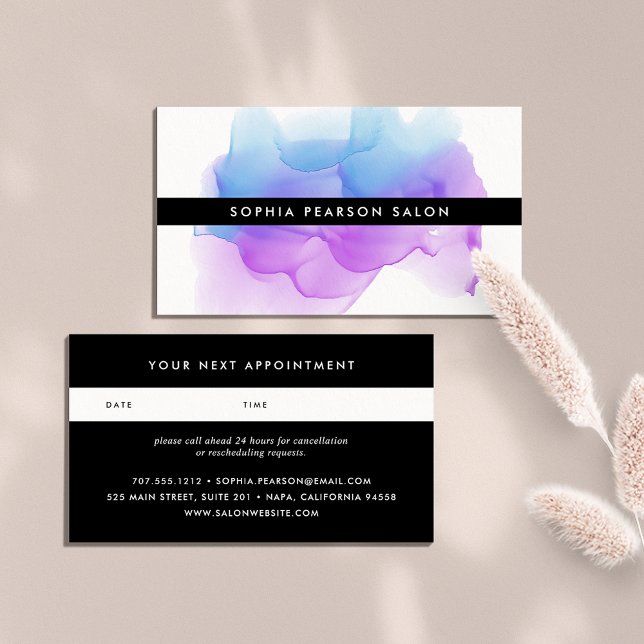 Modern Indigo Watercolor Blot Appointment Card (Creator Uploaded)