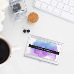 Modern Indigo Watercolor | Personalized Business Card Holder<br><div class="desc">Elegant and colourful business card holder features your name and/or business name in white on black,  overlaid on a vibrant watercolor inkblot in ethereal shades of violet purple and indigo blue. Matching business cards and accessories also available.</div>