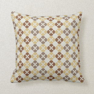 Modern Indonesia Javanese Batik "Kawung" - Mocha Throw Pillow