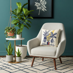 Modern Indoor housplant Throw Pillow