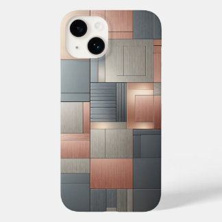 Modern Industrial Metallic Block Pattern Copper an Case-Mate iPhone 14 Case