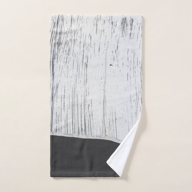 Modern Industrial Scratched White Charcoal Grey Bath Towel Set (Hand Towel)