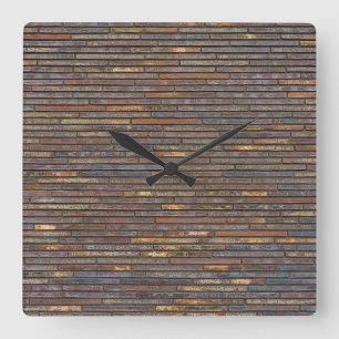 Modern Industrial Thin Brick Wall Pattern Square Wall Clock
