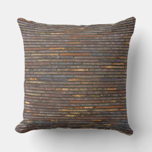 Modern Industrial Thin Brick Wall Pattern Throw Pillow