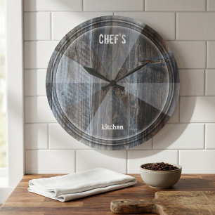 Modern Industrial Wood Cutting Board Wall Clock