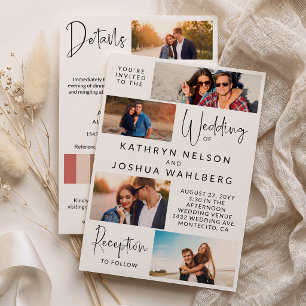 Modern Informal Snapshots 2 in 1 Details & Wedding Invitation