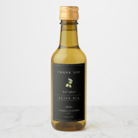Modern Infused Olive Oil Thank You Label Black