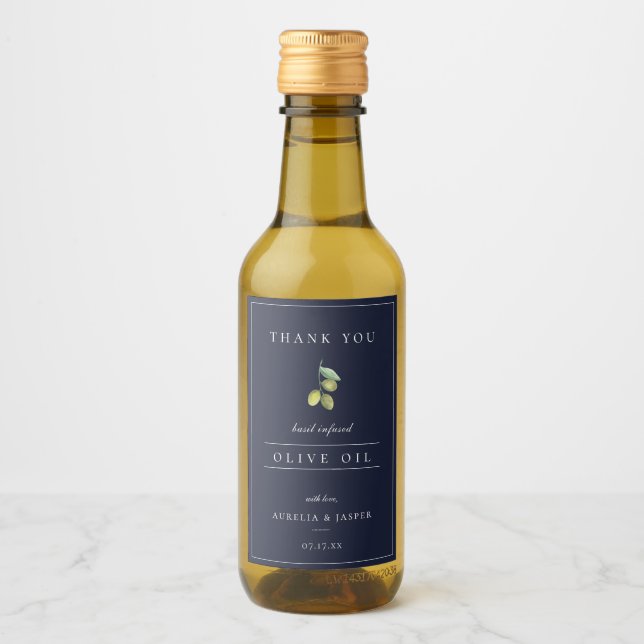Modern Infused Olive Oil Thank You Label Blue (Front)