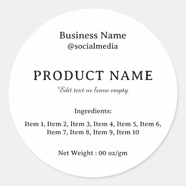 Modern Ingredients Product Label (Front)