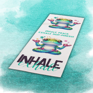 Modern Inhale Exhale Green Frog   Yoga Mat