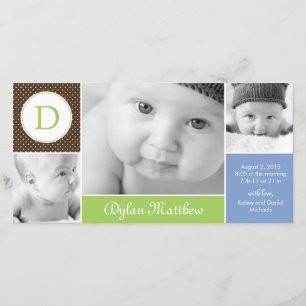 Modern Initial Baby Boy Birth Announcement